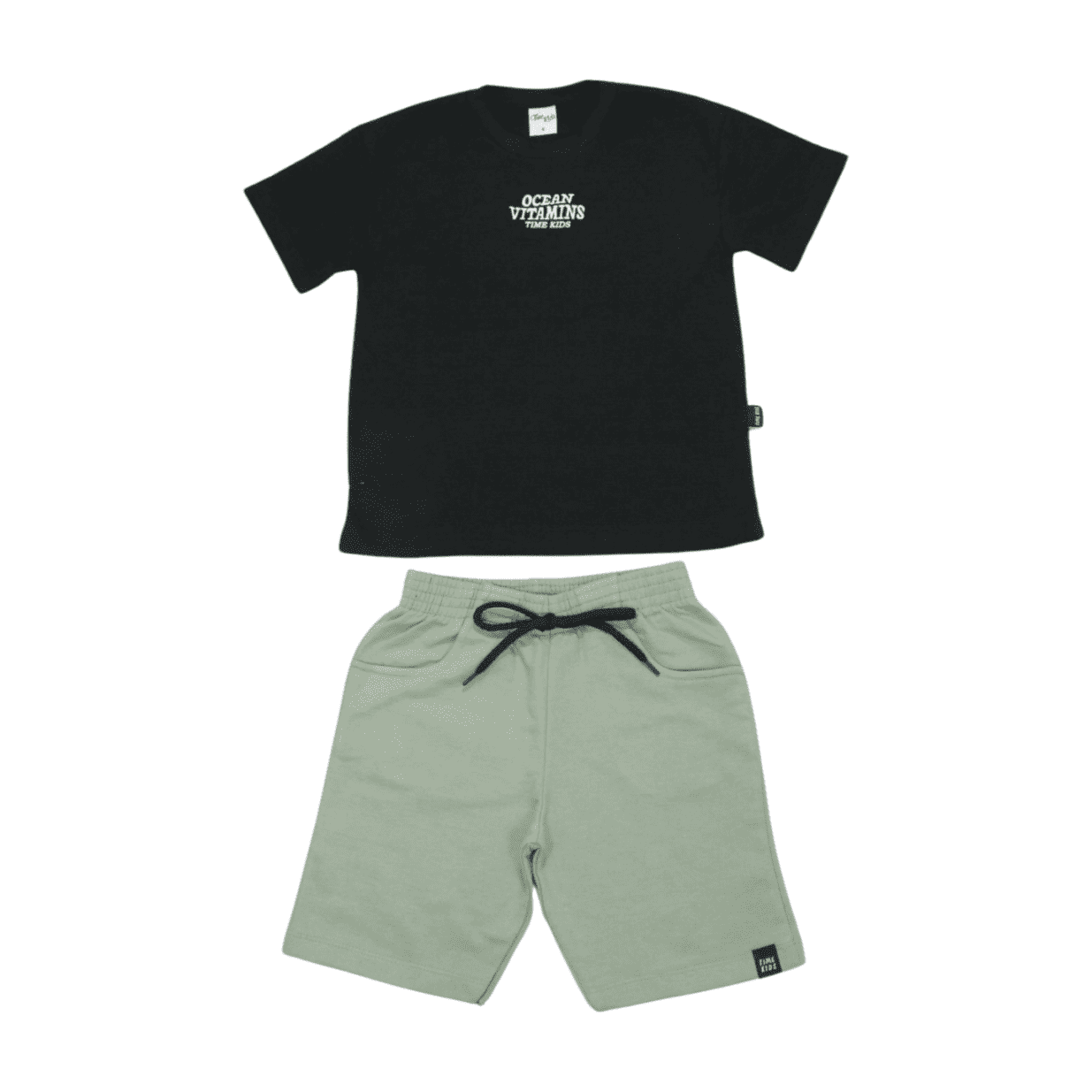 Conjunto Masculino Camiseta Estampa Ocean e Bermuda Moletinho 8874 - Time Kids