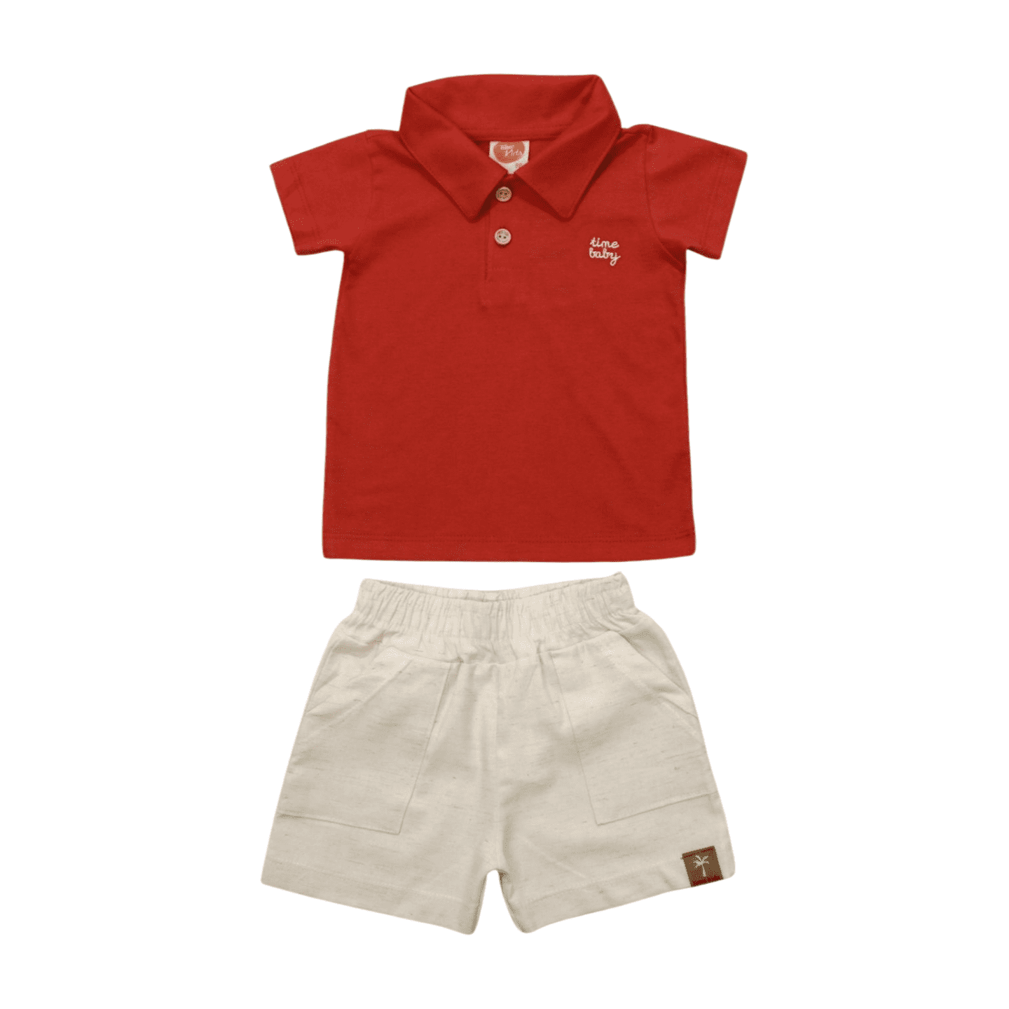 Conjunto Masculino Polo Bordada e Bermuda Tecido 8841 - Time Kids