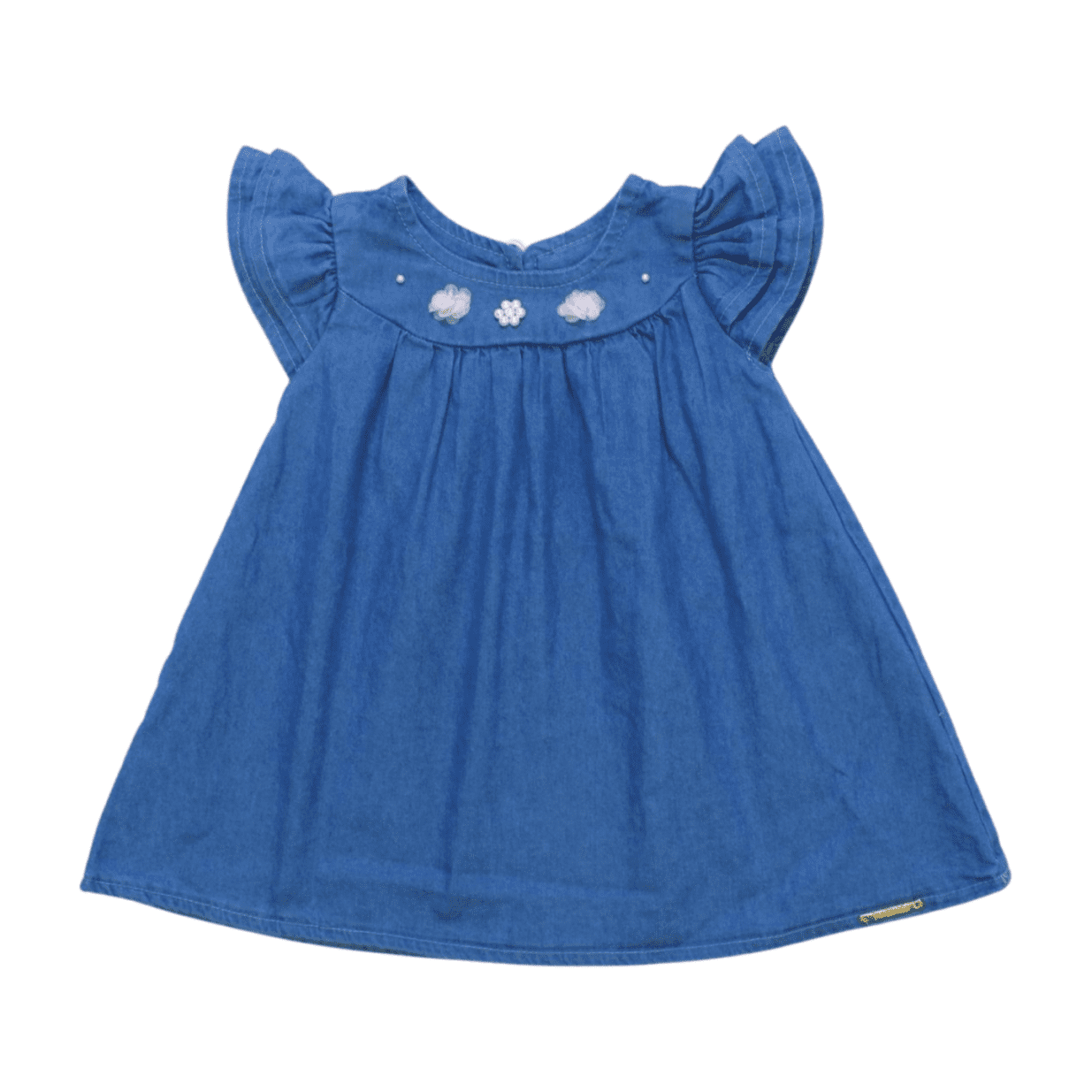Vestido Jeans Manga Curta com Pérolas 10170 - Ding Dang