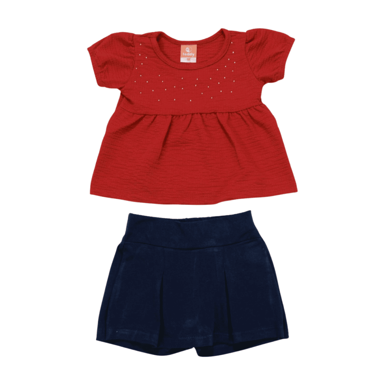 Conjunto Feminino Blusa com Strass e Shorts Saia 17511 - Teddy