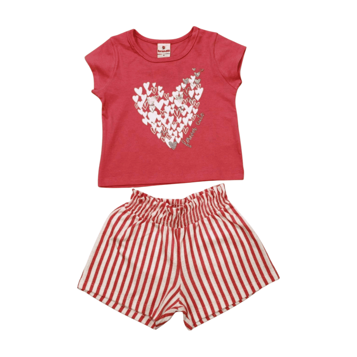 Conjunto Feminino Blusa e Shorts Maquinetado Listrado 26330 - Brandili