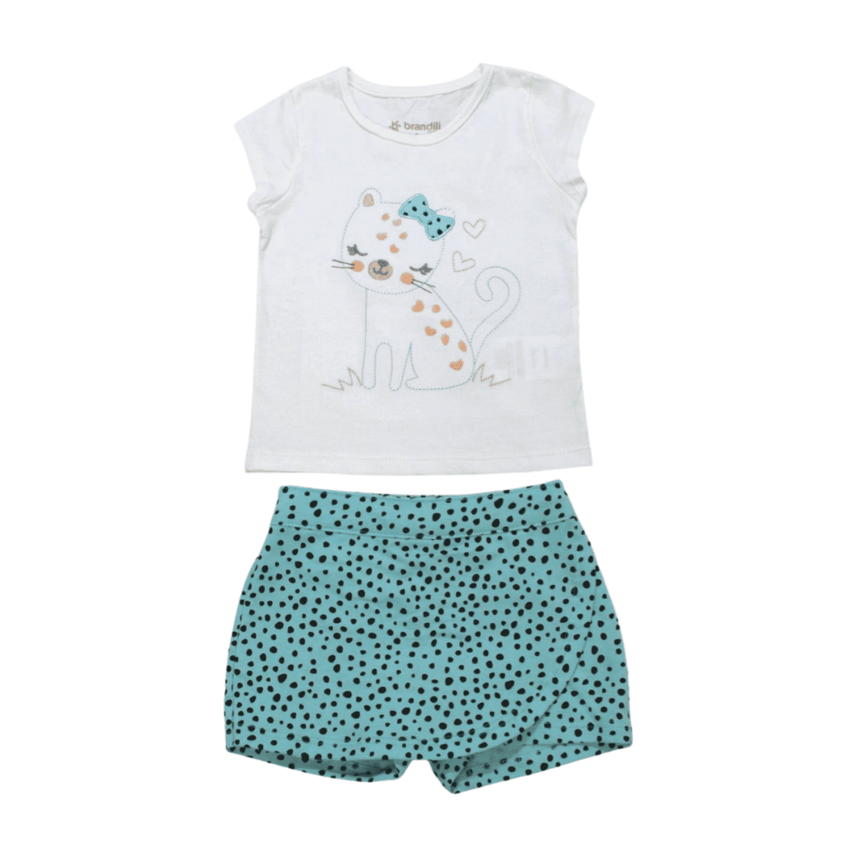 Conjunto Feminino Blusa e Shorts Saia Oncinha 26067 - Brandili