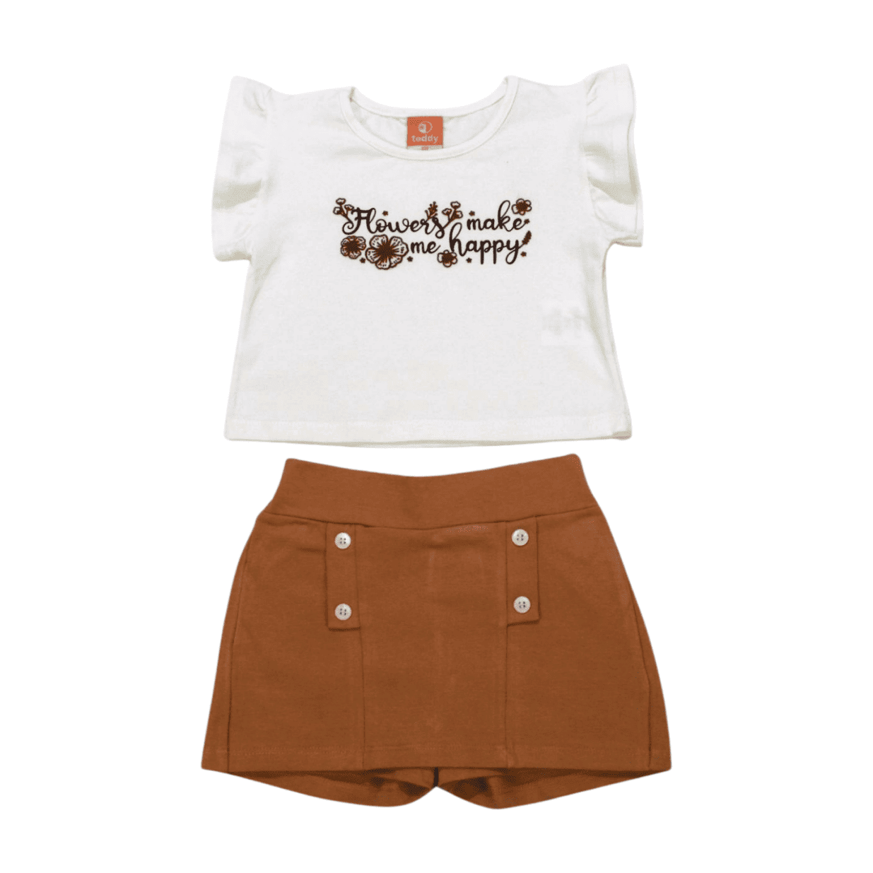Conjunto Feminino Blusa Estampa Happy e Shorts 17536 - Teddy