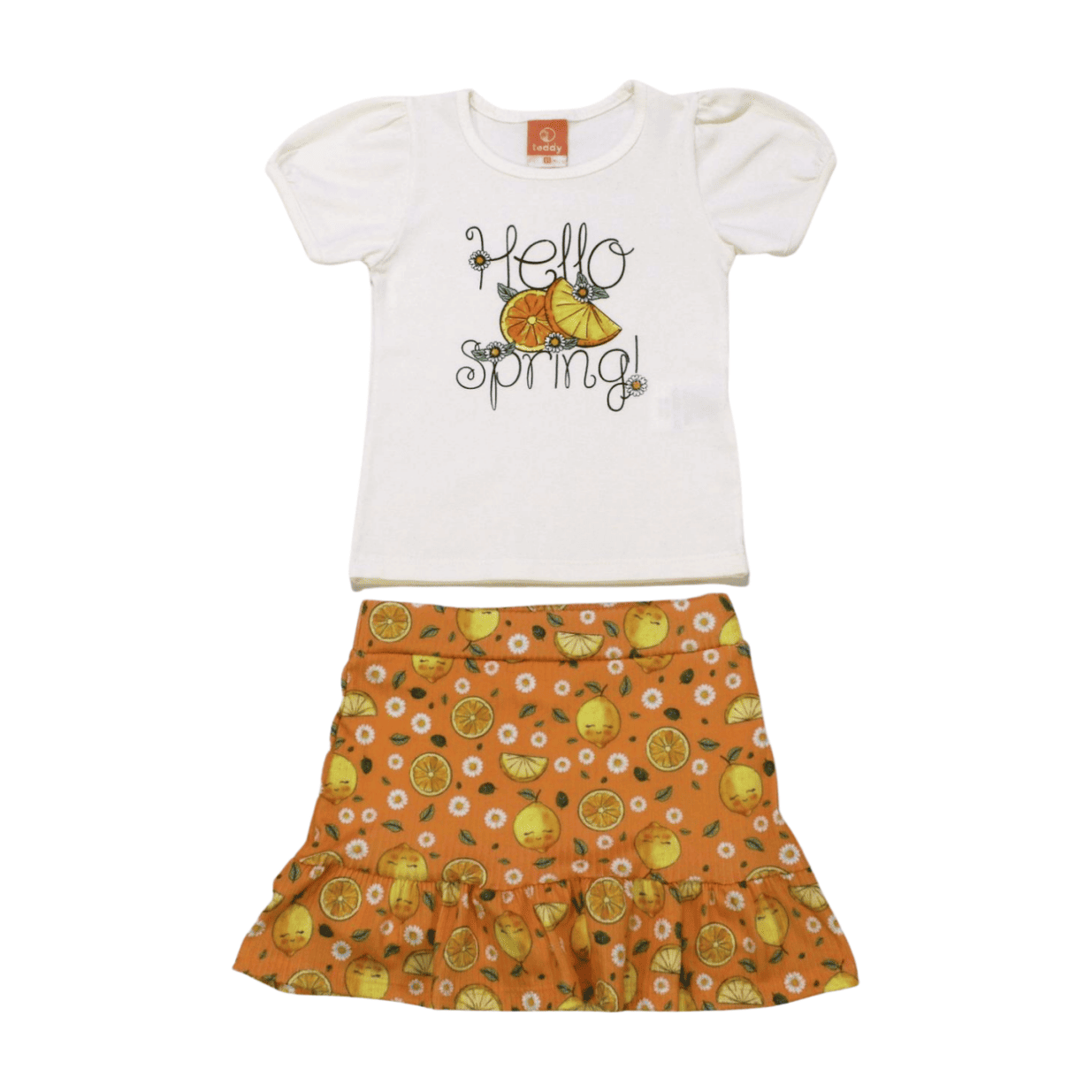 Conjunto Feminino Blusa Estampa Hello e Saia 17515 - Teddy