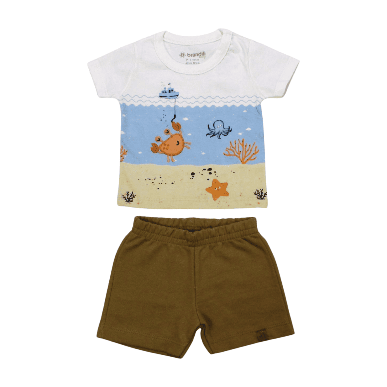 Conjunto Masculino Camiseta Fundo do Mar e Bermuda Moletinho 26094 - Brandili