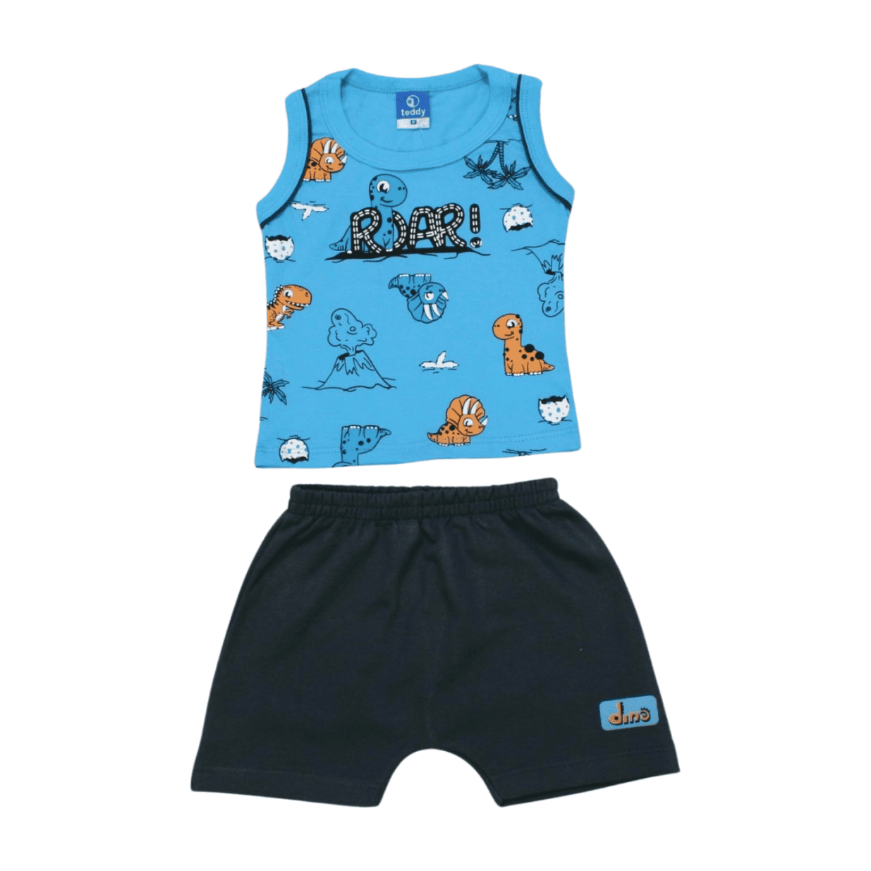Conjunto Masculino Regata Estampa Dinossauros e Bermuda Moletinho 17593 - Teddy