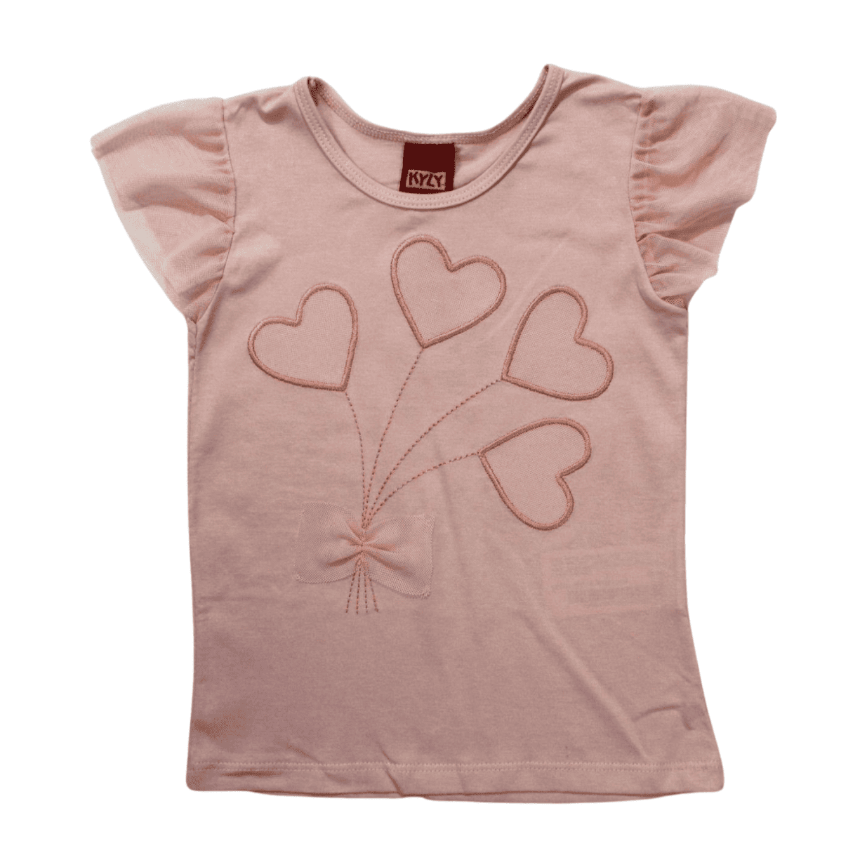 Blusa Manga Curta Corações com Aplique 1000187 - Kyly