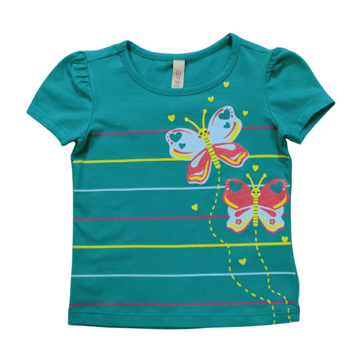 Blusa Manga Curta Estampa Borboletas C33498 - Cativa