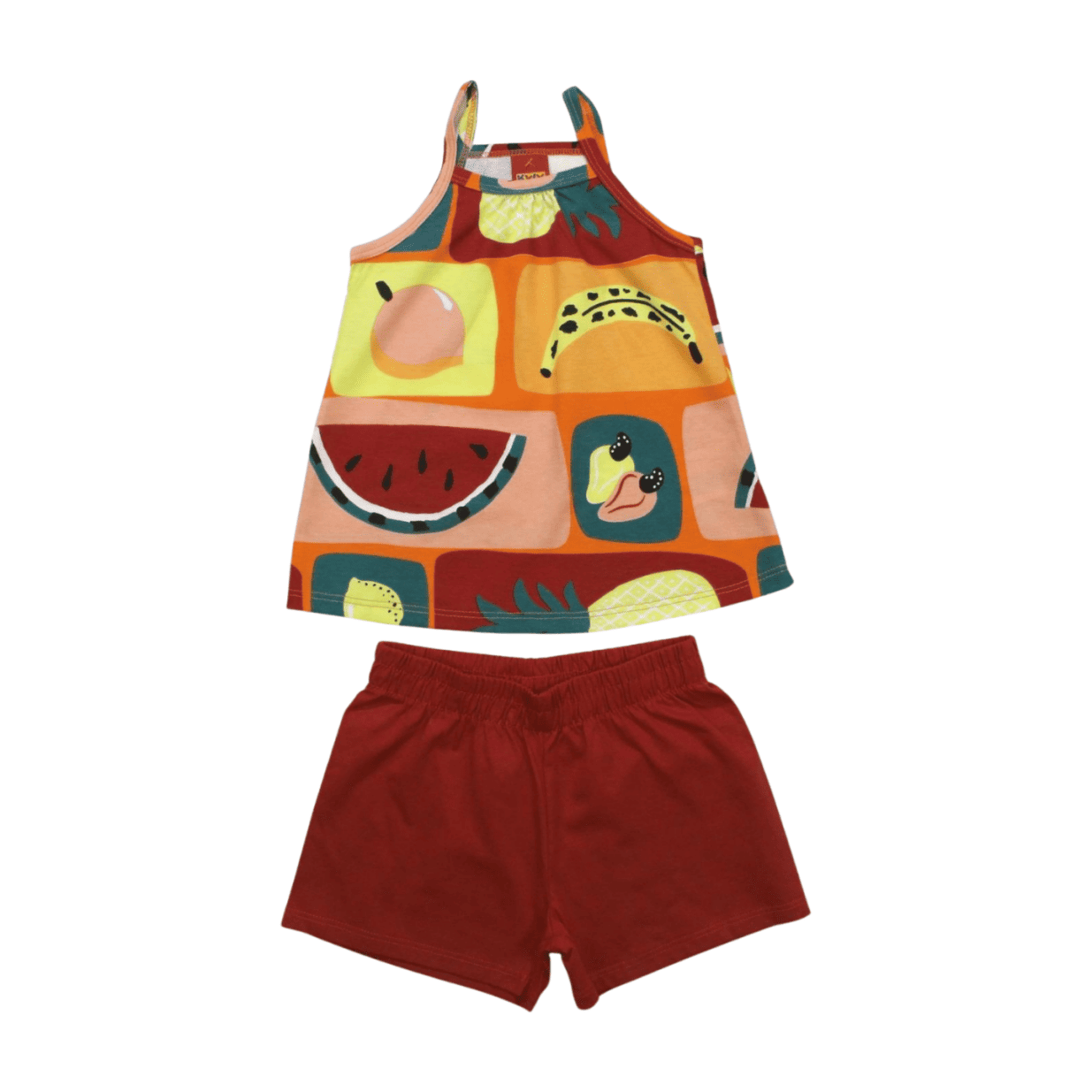 Conjunto Feminino Blusa Alça Estampada Frutas e Shorts 1000229 - Kyly