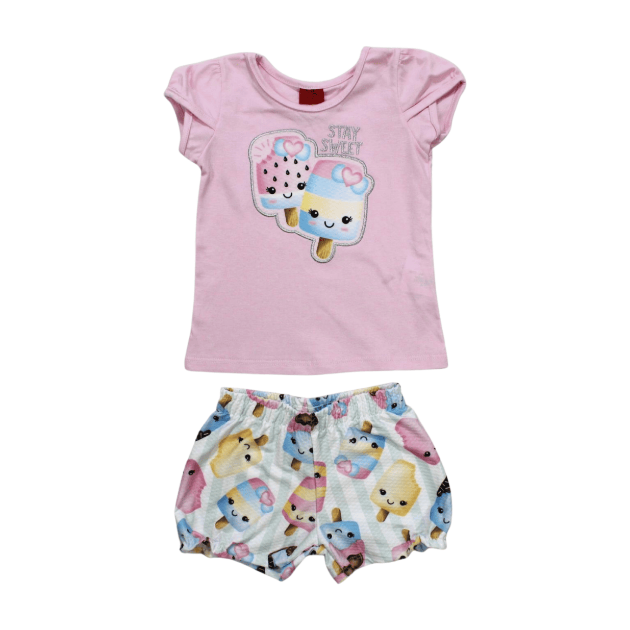 Conjunto Feminino Blusa e Shorts Estampado Sorvetes 1000213 - Kyly
