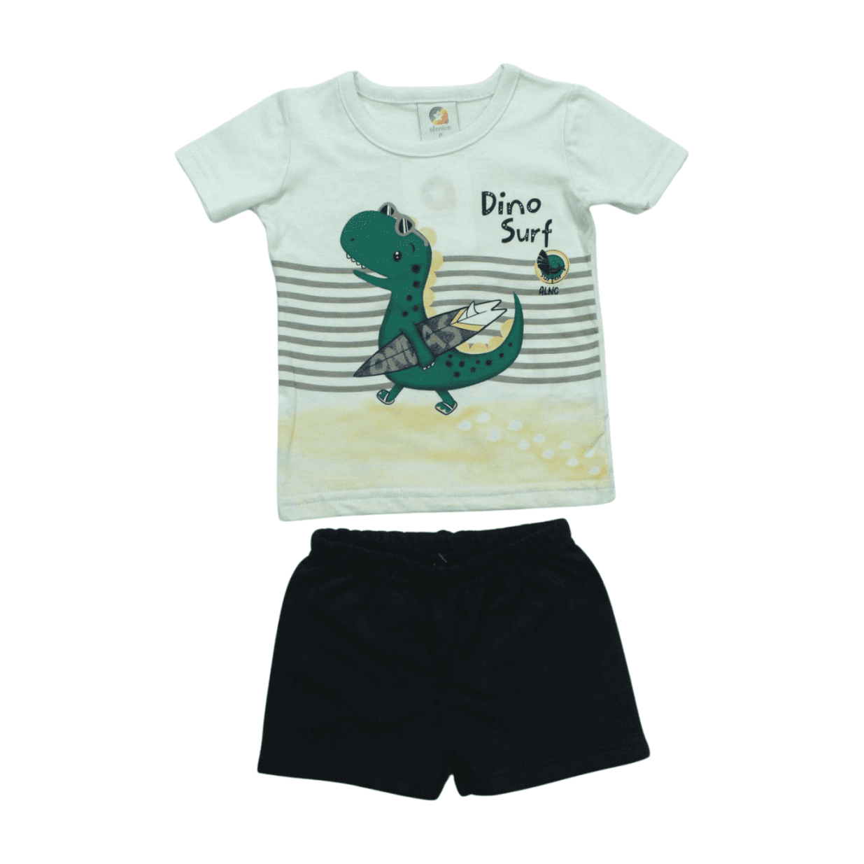 Conjunto Masculino Camiseta Dinossauro e Bermuda Moletinho 60405 - Alenice