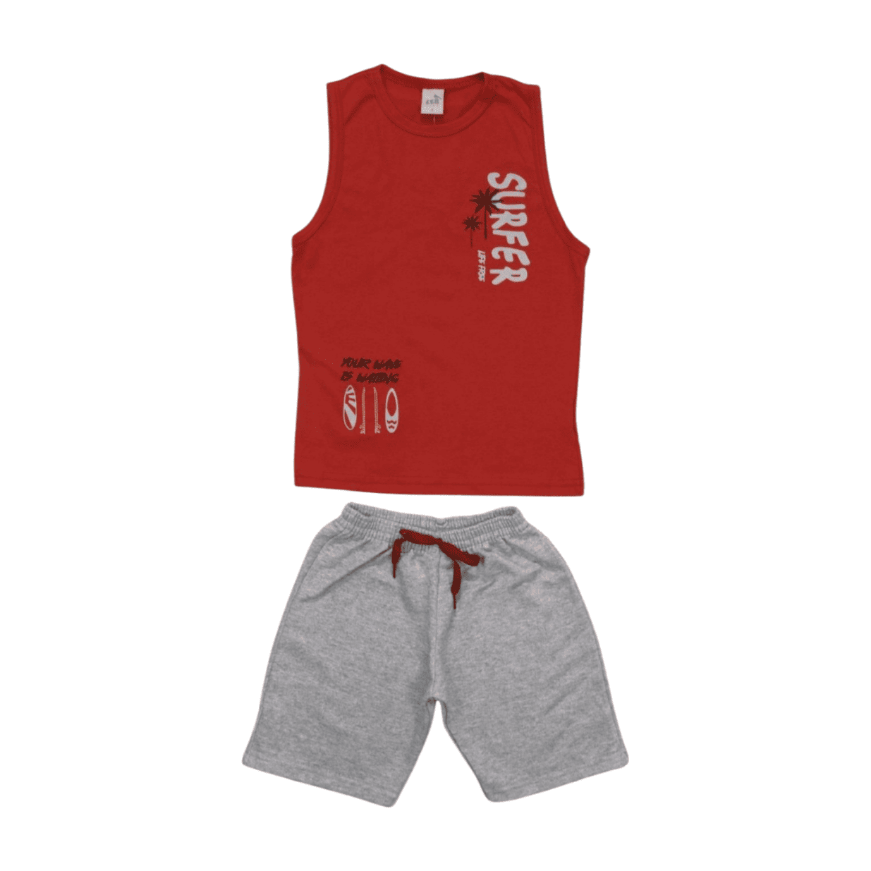 Conjunto Masculino Regata Estampa Surfer e Bermuda Moletinho 24866 - Leb