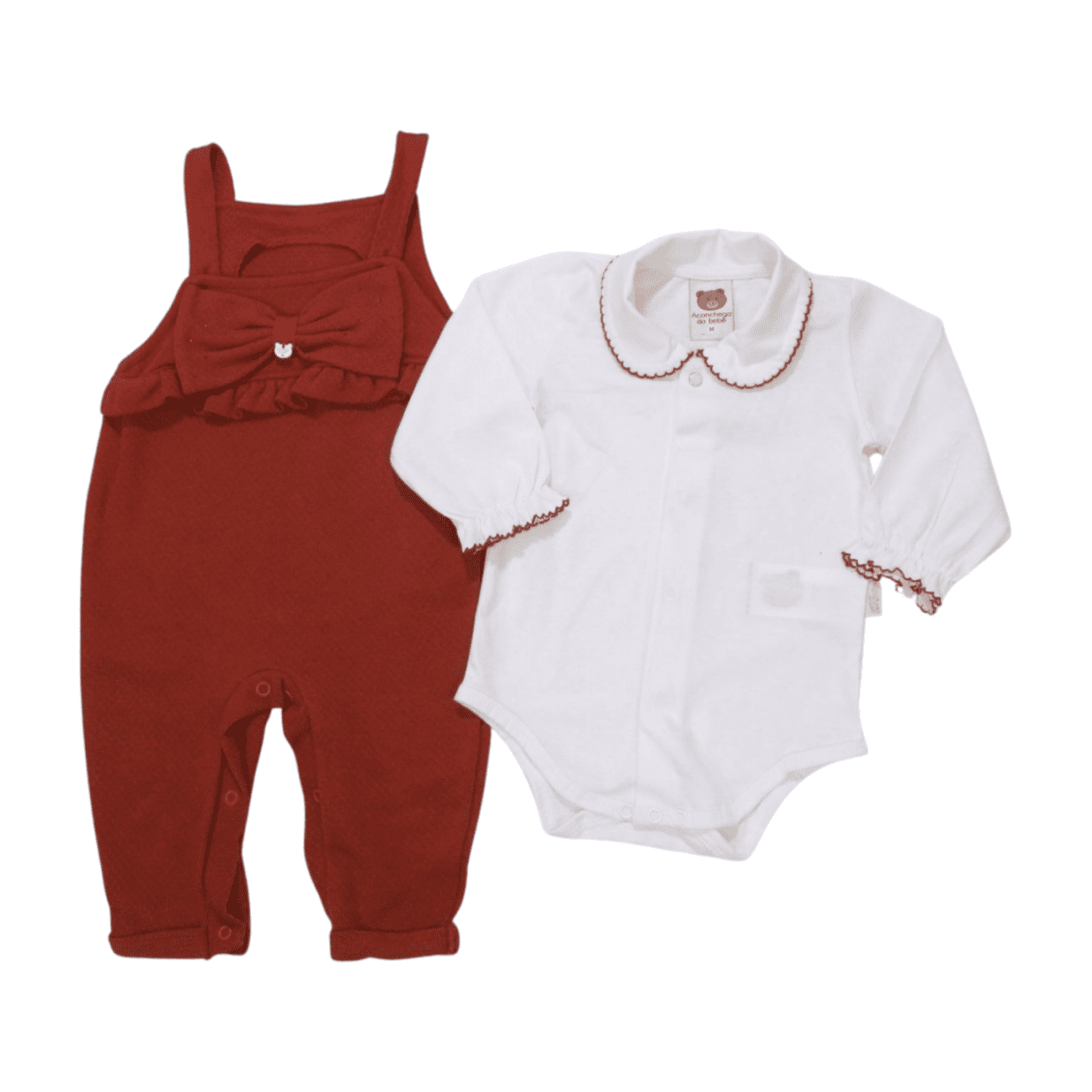 Macacão Longo Laço com Body 2 Peças 112643 - Aconchego do Bebê
