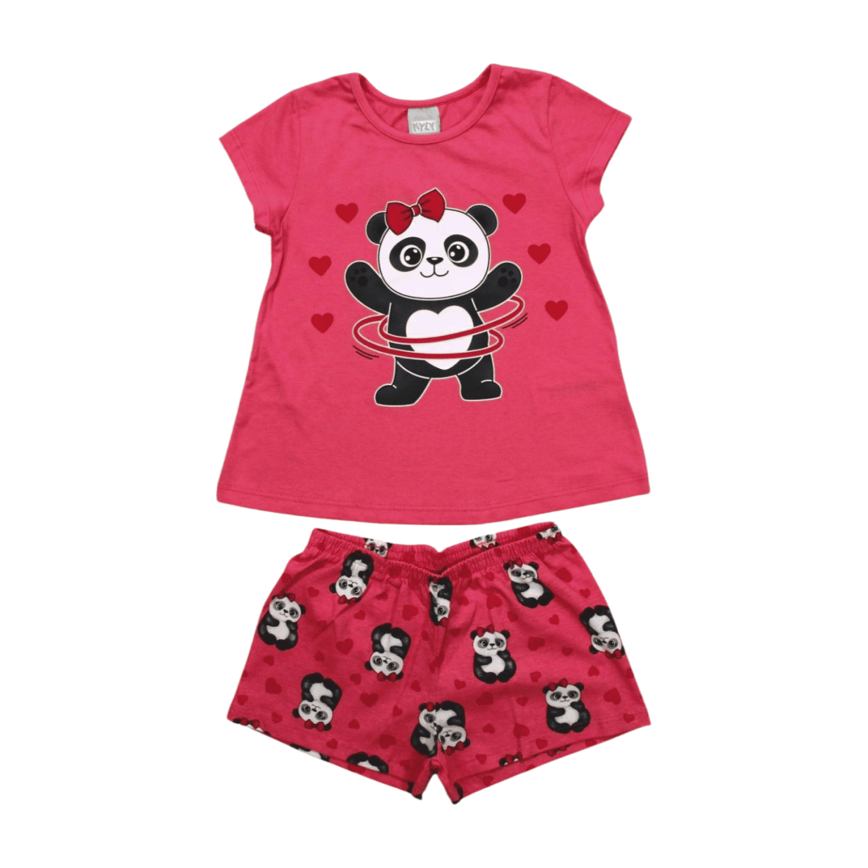 Pijama Malha Curto Feminino Estampa Panda Brilha no Escuro 1000439 - Kyly