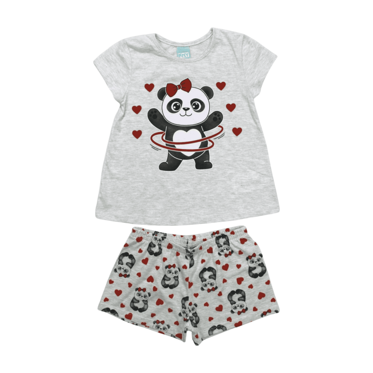 Pijama Malha Curto Feminino Estampa Panda Brilha no Escuro 1000439 - Kyly