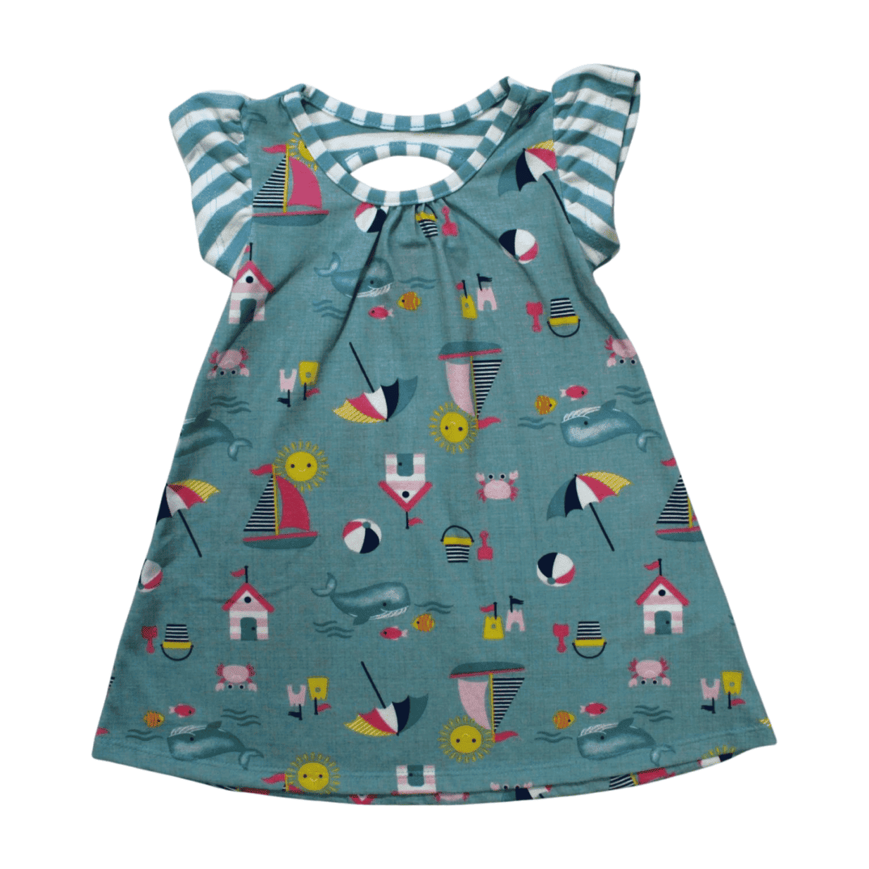 Vestido Manga Curta Estampado Barquinho 1000192 - Kyly