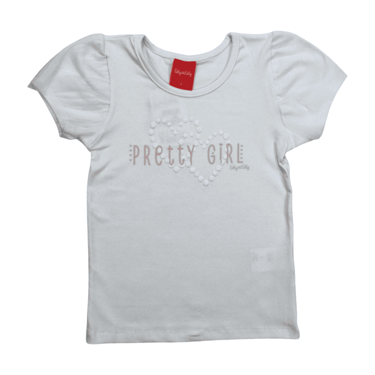 Blusa Manga Curta com Tule Estampada Corações 50438 - Kely Kety