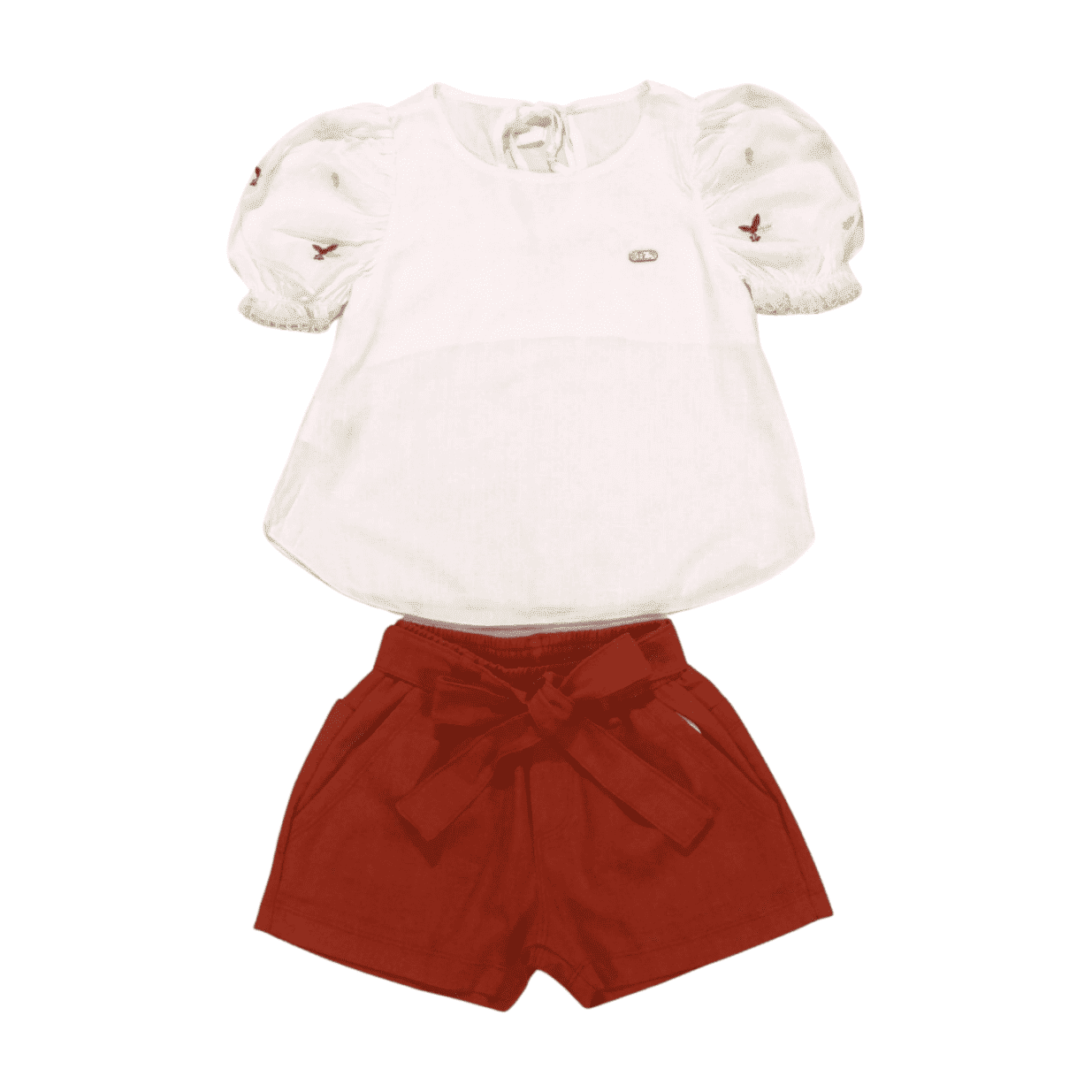 Conjunto Feminino Blusa Bordada e Shorts Linho 2939 - D.Tuia
