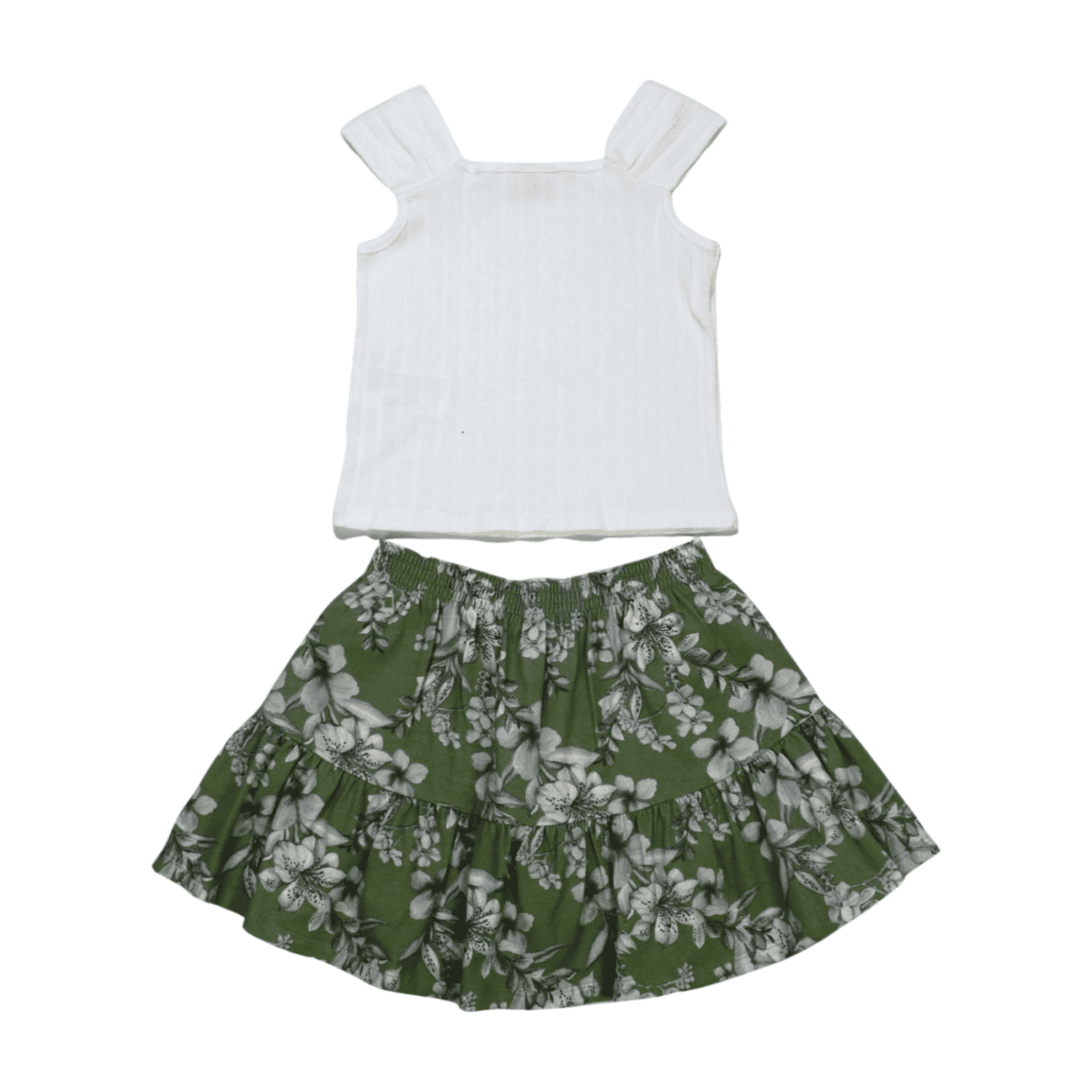 Conjunto Feminino Blusa e Saia Estampada Flores 2000566 - Milon