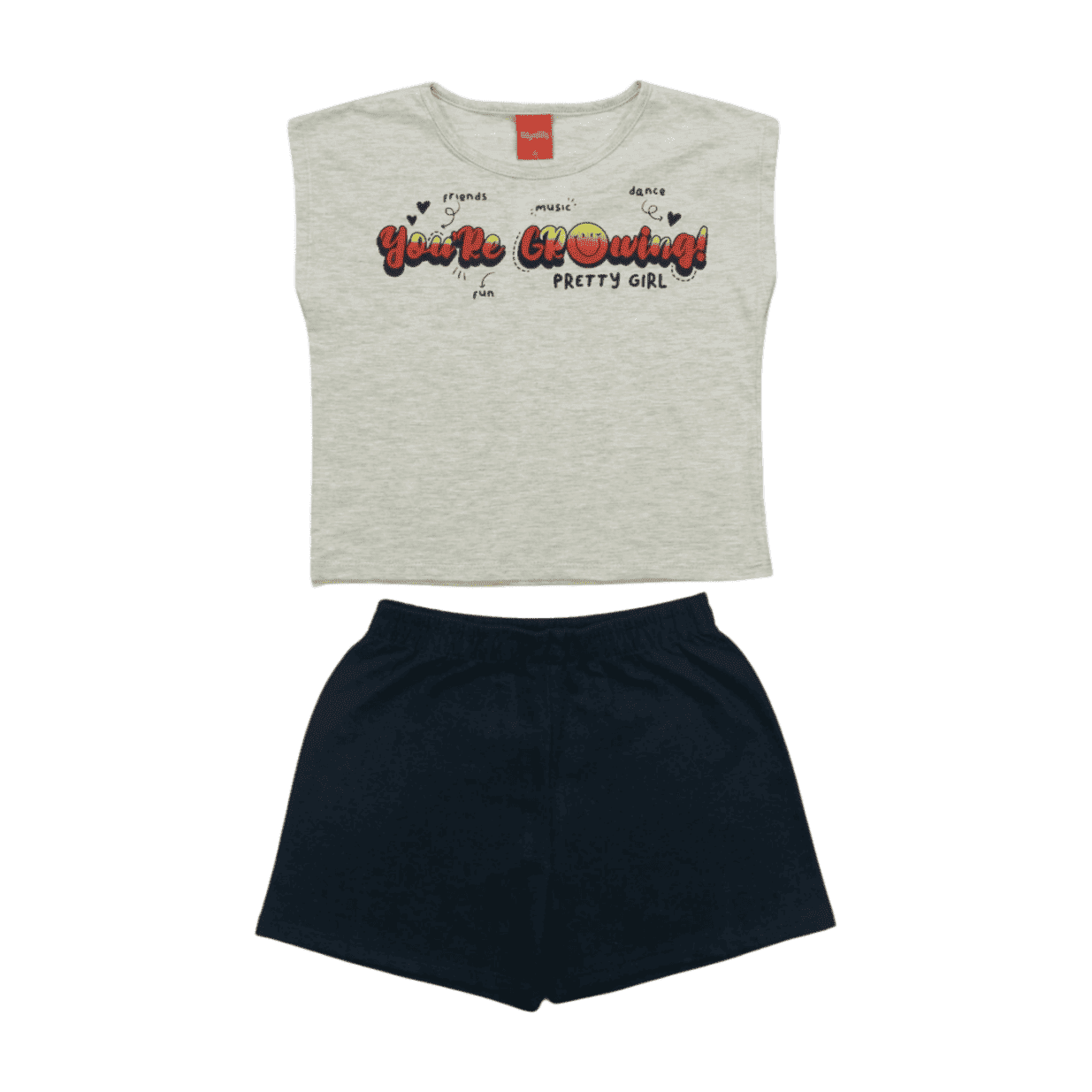Conjunto Feminino Blusa Estampa Growing e Shorts Moletinho 50931 - Kely Kety