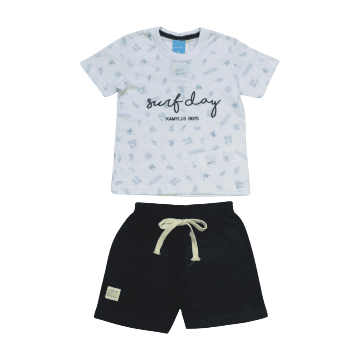 Conjunto Masculino Camiseta Estampa Surf Day e Bermuda Moletinho 43710 - Kamylus