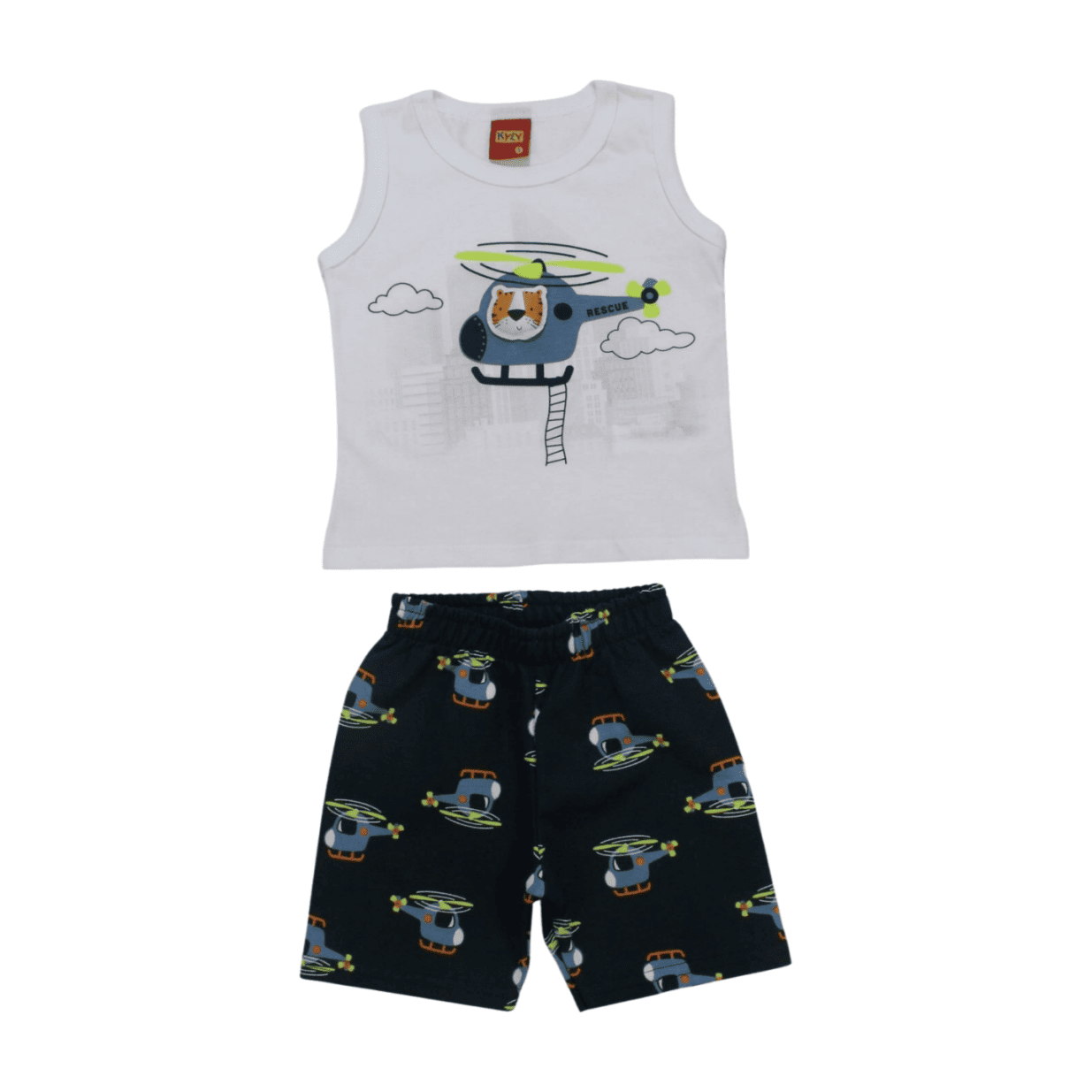 Conjunto Masculino Regata Estampa Helicóptero e Bermuda Moletinho 1000582 - Kyly
