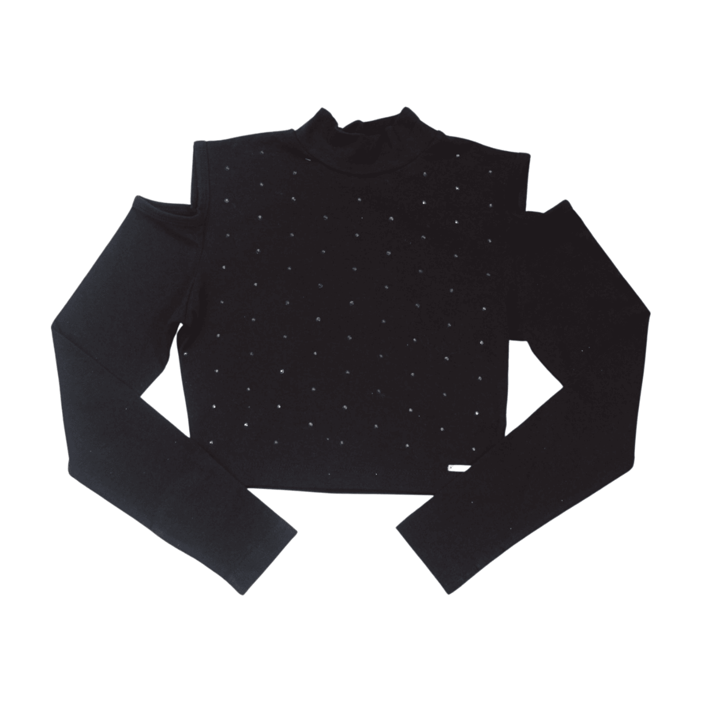Blusa Manga Longa Cropped com Strass 15314  - Dway