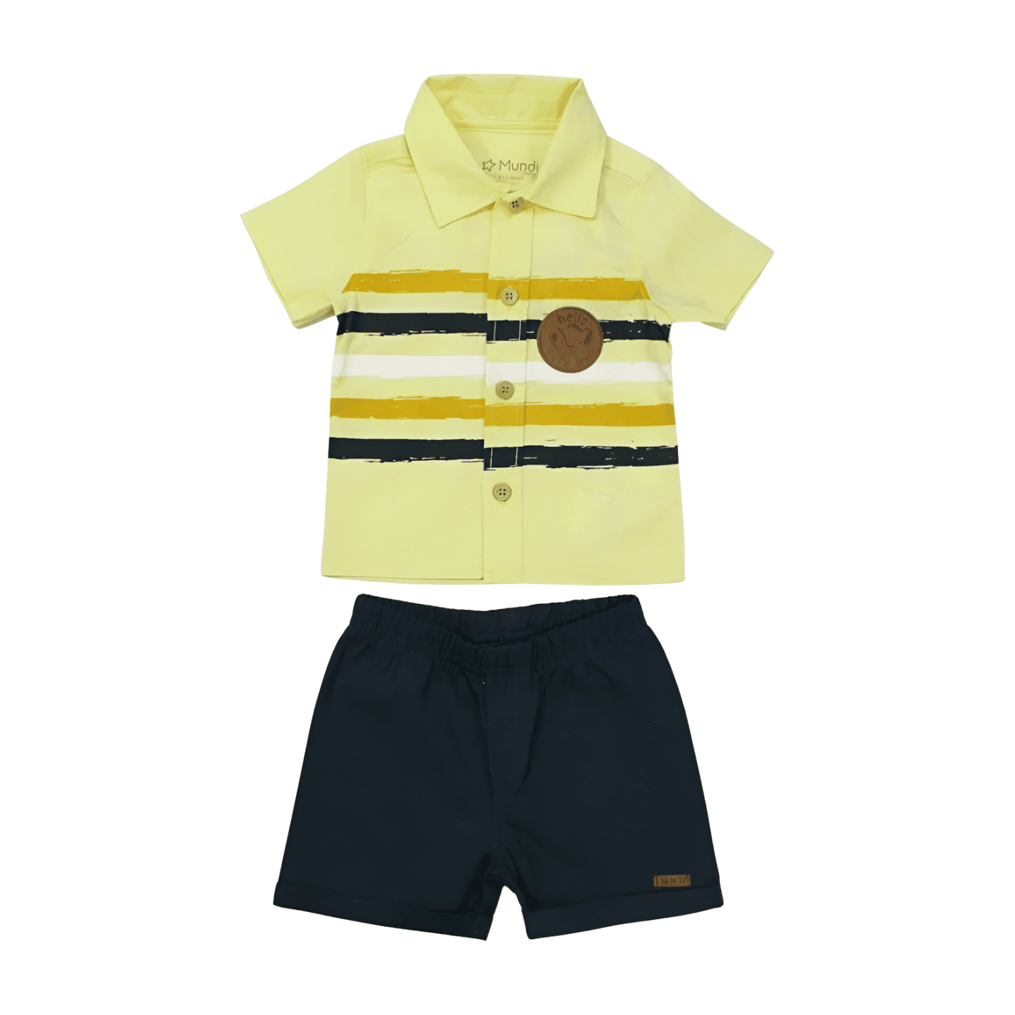 Conjunto Camisa Tricoline com Listras e Bermuda Sarja 25247 - Brandili Mundi