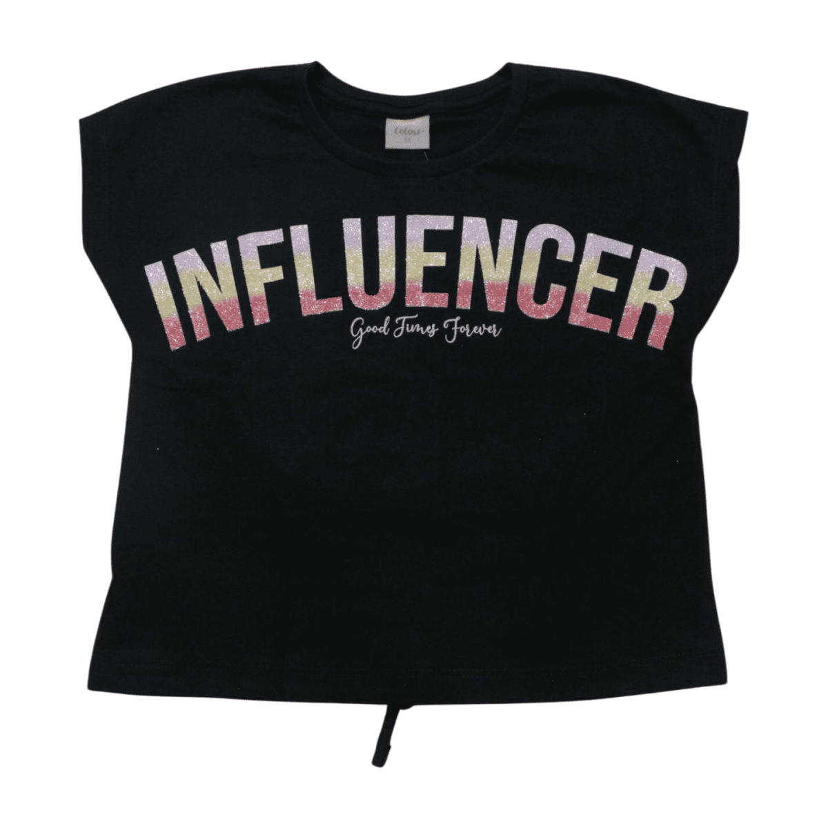 Blusa Cropped Manga Curta Estampa Influencer 22352 - Two Colors