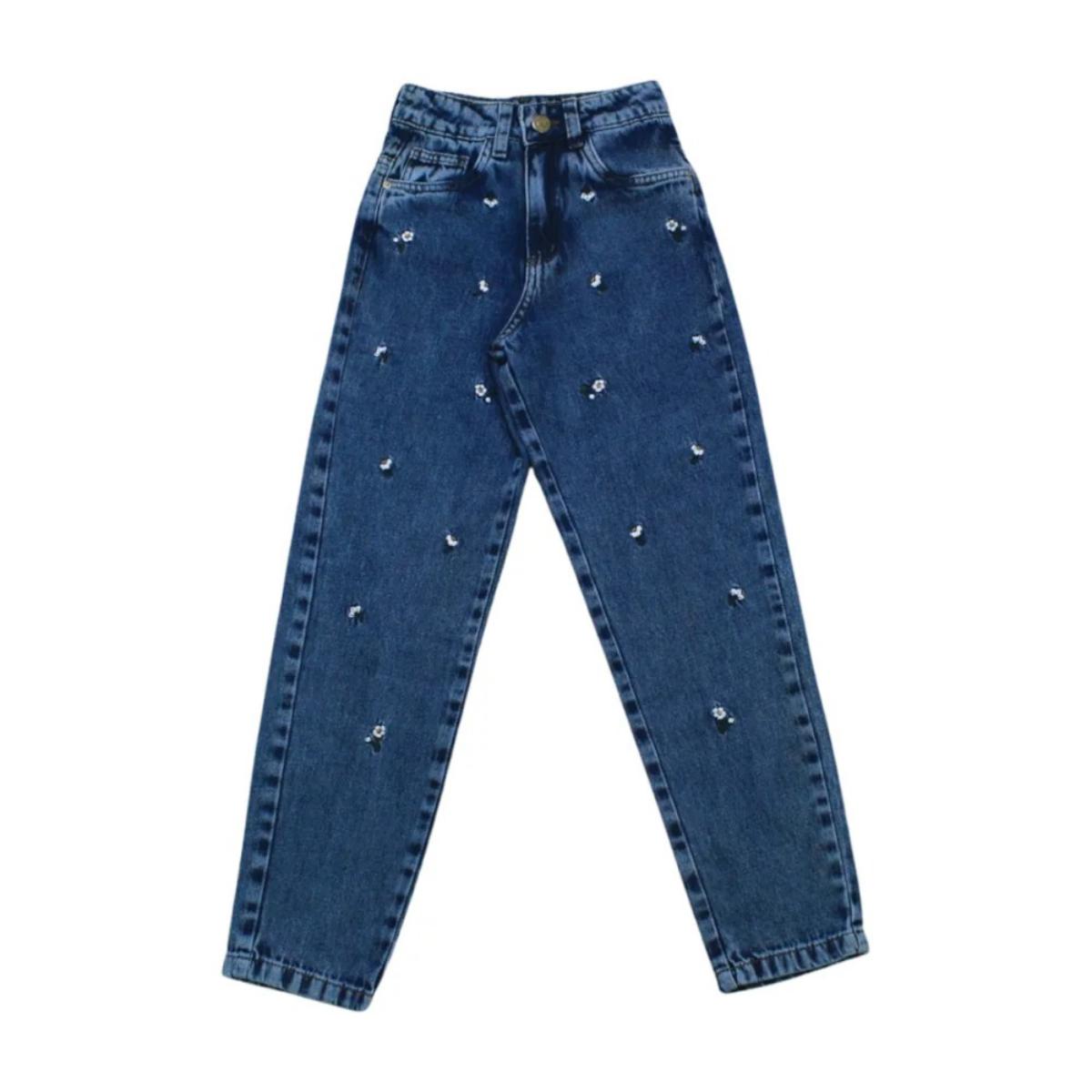 Calça Jeans  Feminina Bordado Flores 3653 - Frommer