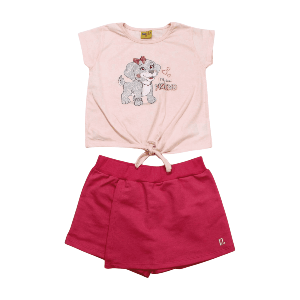 Conjunto Feminino Blusa Estampa Dog e Shorts Saia Moletinho 22148 - Rollu