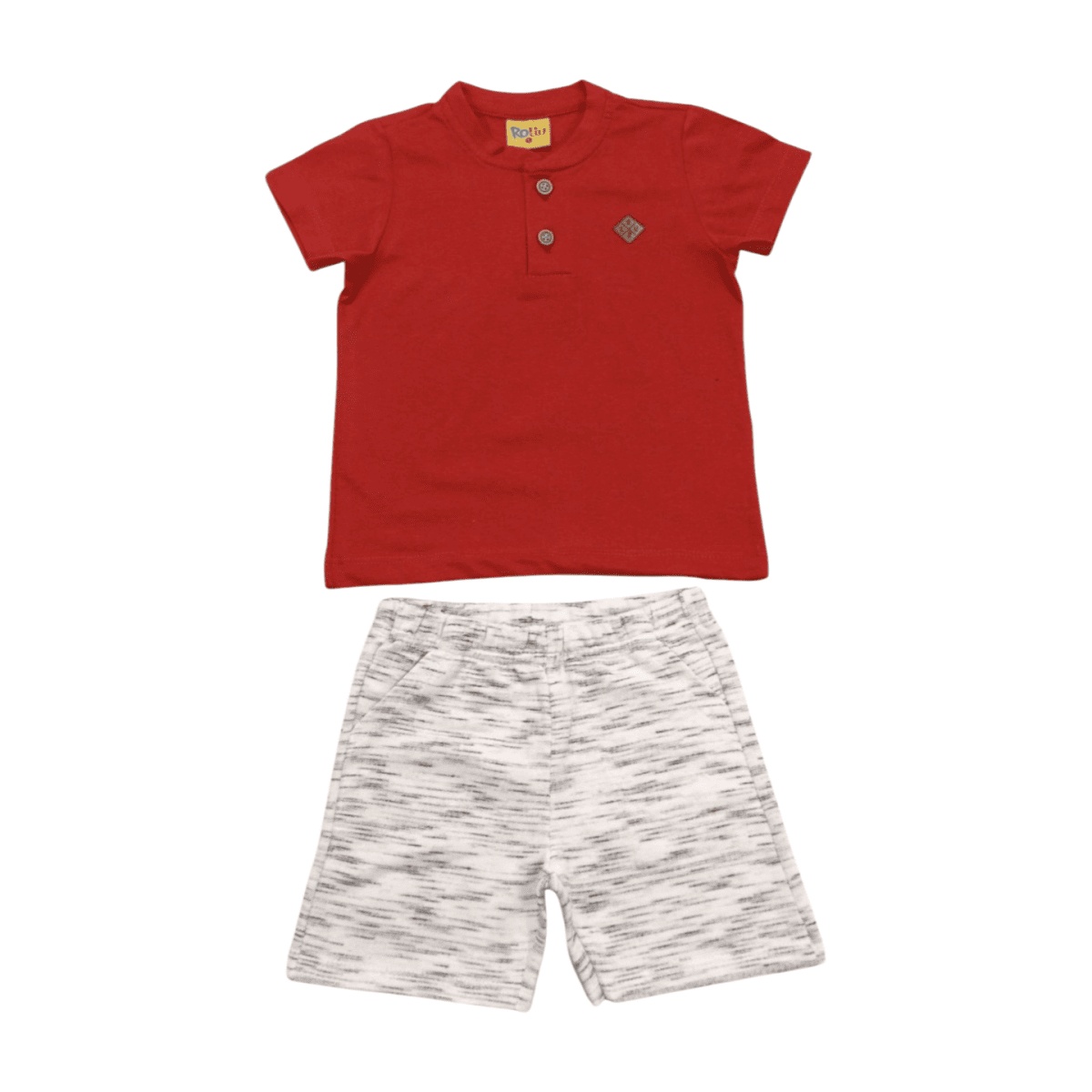Conjunto Masculino Camiseta com Botões e Bermuda Moletinho 22234 - Rollu