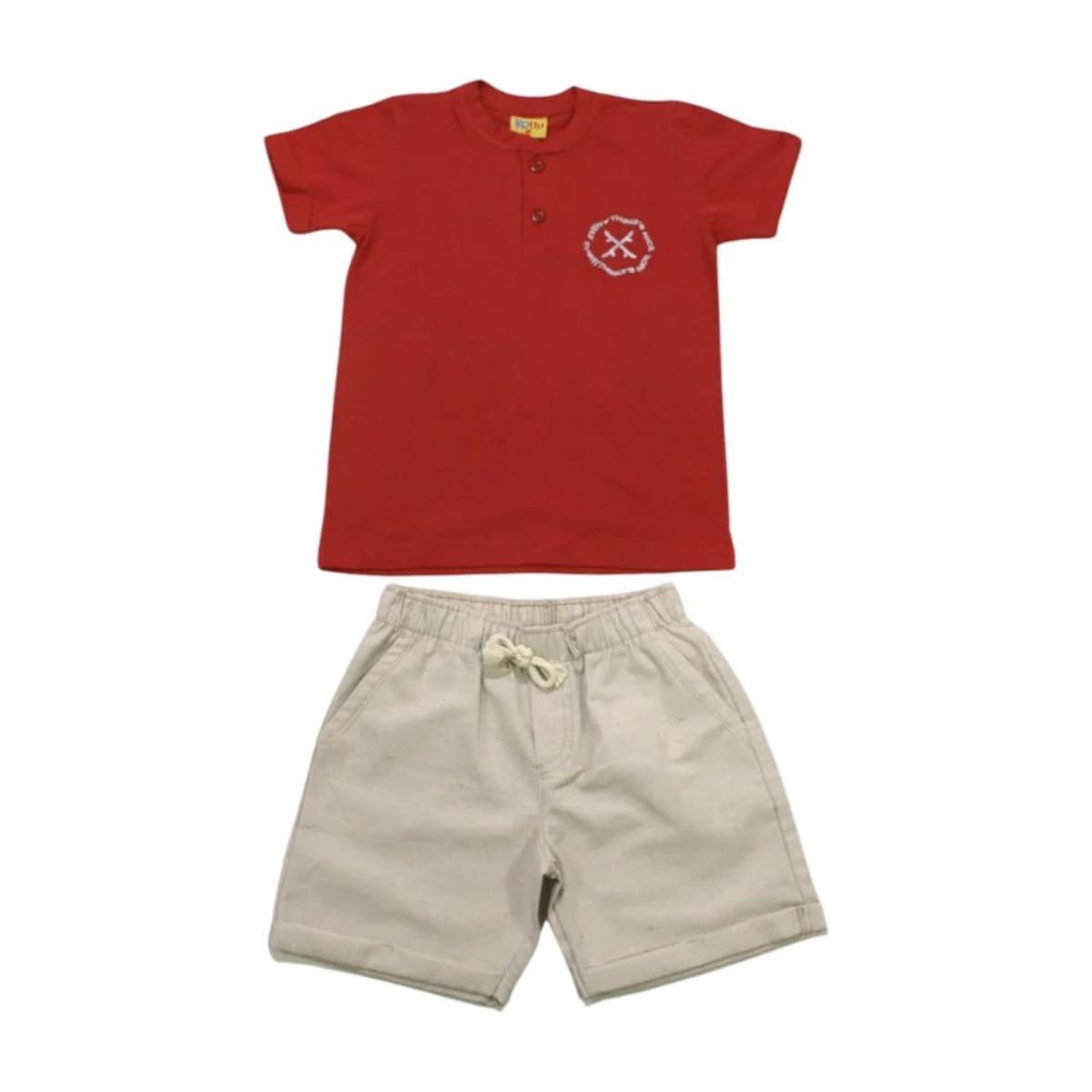 Conjunto Masculino Camiseta e Bermuda Tecido 22260 - Rollu