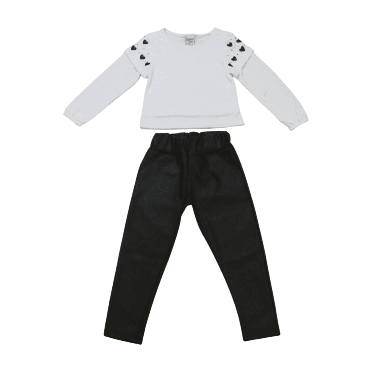 Conjunto Longo Feminino Blusa Corações e Calça Cirrê 2040 - Carol e Dani