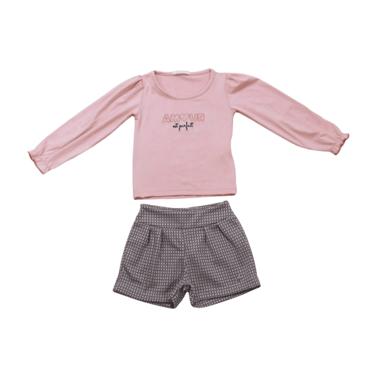 Conjunto Longo Feminino Blusa e Shorts Xadrez 11787 - Tiny Joy