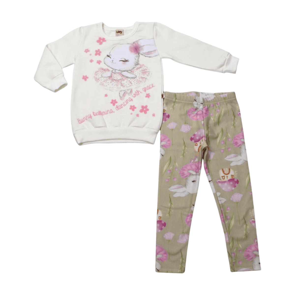 Conjunto Longo Feminino Blusão Estampa Coelha e Legging 9014 - Livy