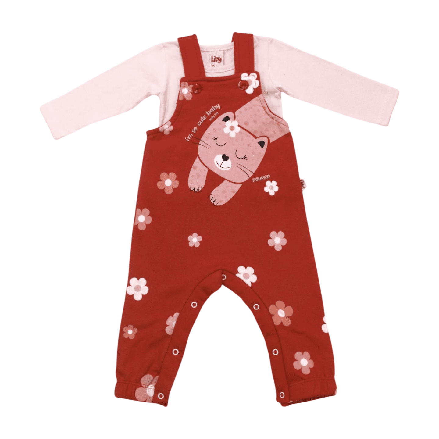 Macacão Feminino Moletom Gata com Blusa 2 Peças 8390 - Livy