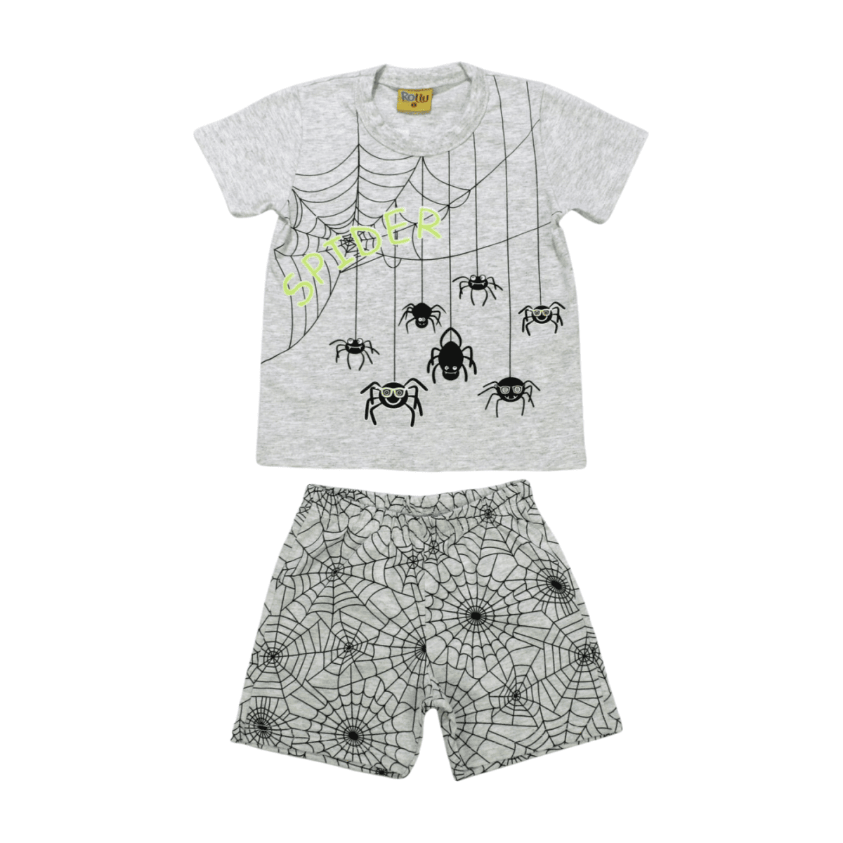 Pijama Curto Masculino Estampa Spider Brilha no Escuro 22295 - Rollu