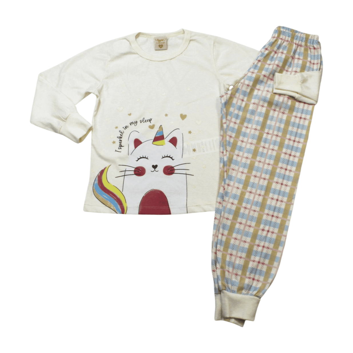 Pijama Malha Longo Estampa Gatinho Brilha no Escuro 00058 - Angerô
