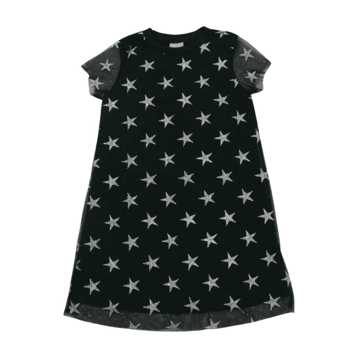 Vestido Manga Curta com Tule Estampado Estrelas 22314 - Two Colors