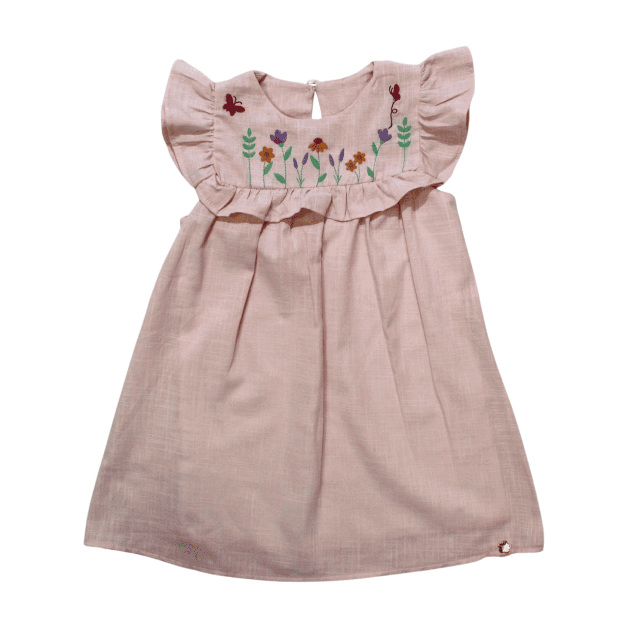Vestido Tecido Manga Curta Flores Bordadas C80985 - Cativa